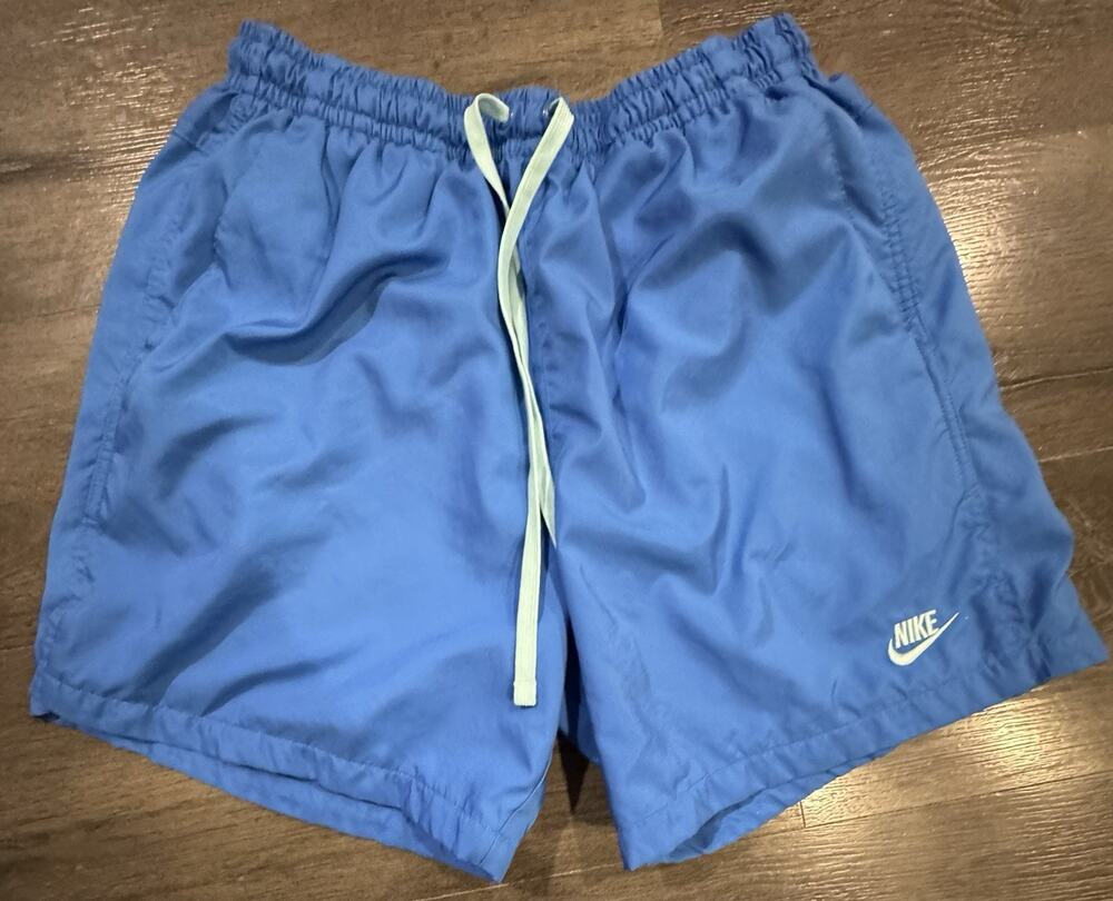 Nike Mens Shorts Blue Swim Trunks Shorts With Pockets & Drawstring Size Large